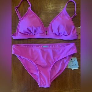 Shade & Shore Hot Pink Triangle Bikini Set… mixed size XL top, M bottom